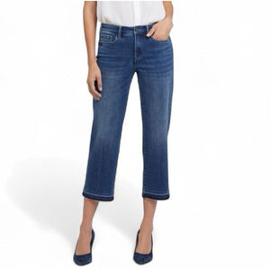 NYDJ Relaxed Piper Crop Jeans Size 12 Blue Released Hem Lift Tuck‎ Stretch